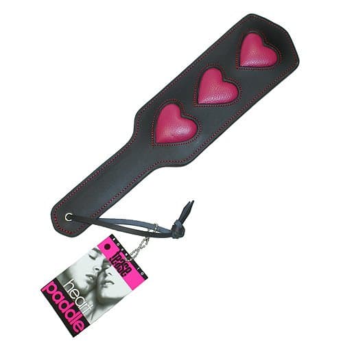 Bound to Tease Heart Leather Paddle - Pink