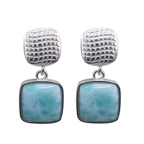 Created Blue Larimar 925 Sterling silver Fashion Earring