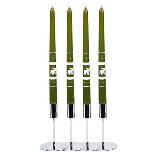 Taper candles green 290 mm Deep Diameter 22 mm Pack of 4 Christmas Reindeer