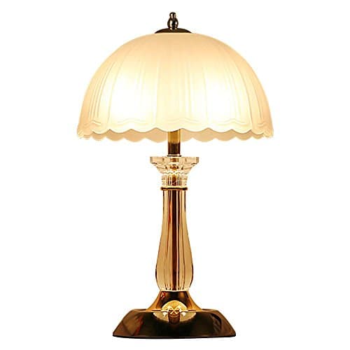 HAOHE LED E27 Table Lamp Creative For Bedroom Living Room Decoration Lighting Acrylic Glass Trophies Dimmable Bedside Desk Lamp, button switch