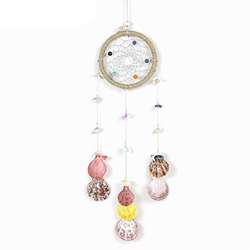 2pcs Handmade Indian Dream Catcher with Feathers Wall Hanging Decoration Ornament (60cm, Shell)