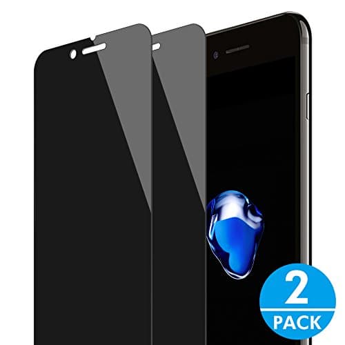 CaseBank Privacy Screen iPhone 7 Plus Anti-Spy Tempered Glass Screen Protector Film, 9H Hardness, 3D Touch Compatible, for Apple iPhone 7 Plus 5.5" Black (2-Pack)