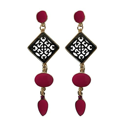 Triveni Square Shape Filigree Long Chandelier Earring