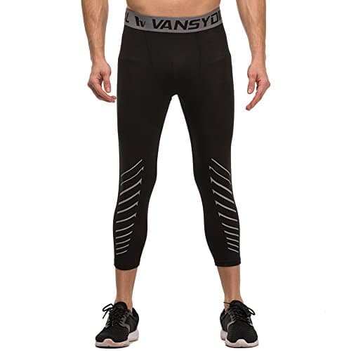 Men's Compression Capri Leggings Workout Running 3/4 Pants