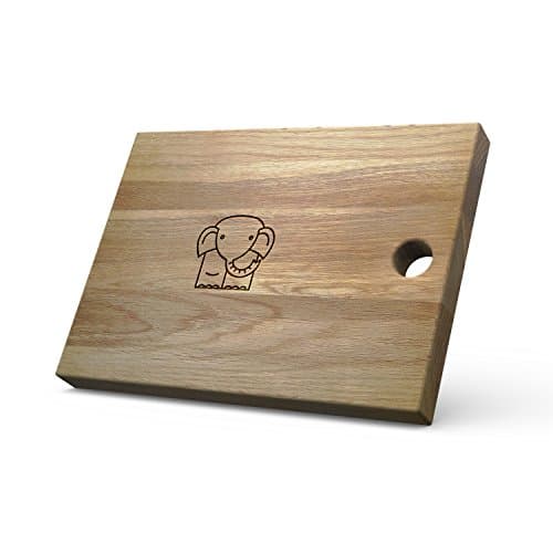 Solid Oak Wooden Chopping Board - Cute Elephant (Small 34 x 19 x 3.5cm, Landscape)