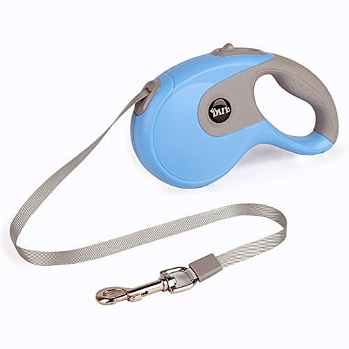 DogJog Retractable Dog Leash, Hand Grip, One Button Break & Lock, Strong Portable Secure Pet Lead Cord for Small and Medium-sized Dogs 16FT Long, Dog Waste Bags Included (Large, Blue)