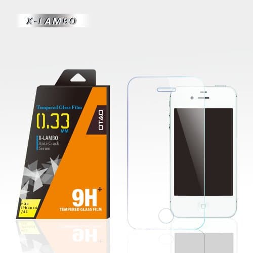OTAO Ultra Edition Premium Tempered Glass Screen Protector for iPhone 4 4s 0.33ml X Lambo Highest Level Protection Clear Transparent Tempered Glass Screen Protector 9H Pro Japanese Asahi Glass