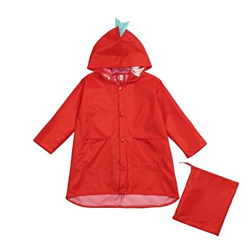 Kxnet Children Three-Dimensional Small Dinosaur Environmental Ventilation Kindergarten Waterproof Raincoat (Red, XL)