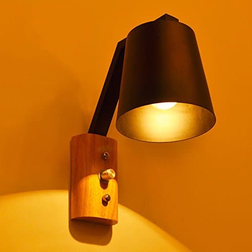 High Quality Modern Simple Iron Wall Lamp High Brightness Living Room Lying Balcony Aisle Bedroom Solid Wood Wall Lamp ( Color : Black )
