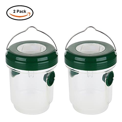 Togather Solar Wasp Trap, 2 PCS Outdoor Bee Catcher Killer with UV LED Light for Yellow Jackets, Bees, Wasps, Hornets, Bugs, Etc. - Effectively Lures, Traps and Retains Bees Until They Die
