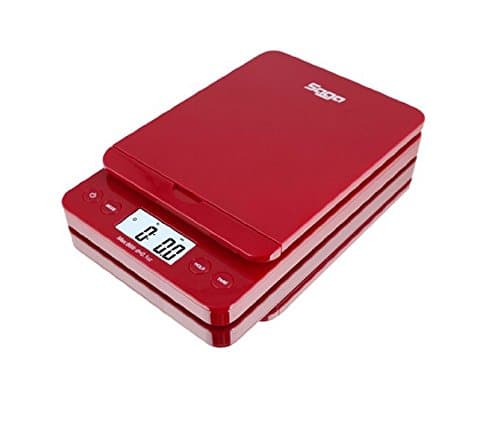 SAGA 66 LB Red DIGITAL POSTAL SHIPPING SCALE by SAGA X 0.1 OZ WEIGHT USPS POSTAGE W/AC USB Pro Model