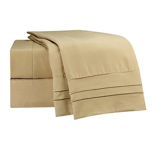 Clara Clark® Supreme 1500 4 piece Bed Sheet Set Full (Double) Size Gold Camel