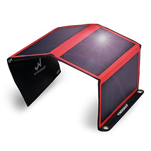 PowerGreen Solar Charger 21W Portable Foldable Solar Panel with 2 USB Ports for all 5V Mobile Devices (Red)