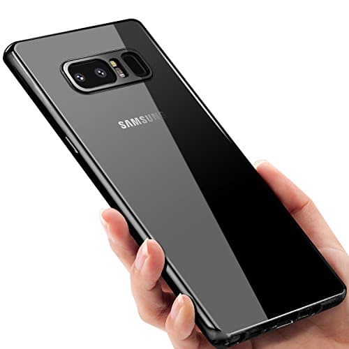 Samsung Galaxy Note 8 Case – Samione Scratch Resistant Plating TPU Case for Galaxy Note 8 Bumper Cover Silicone Case Crystal Case Transparent TPU Case for Samsung Galaxy Note8 (Black)