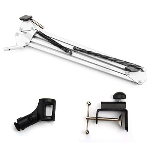 Desk Mic Microphone Suspension Scissor Arm Stand Shock Mount Adjustable Studio White