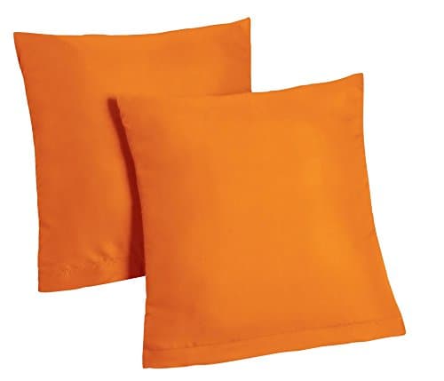 2x pieces Microfibre Cushion Covers Pillow Cases, Microfibre, Orange, 80 x 80 cm