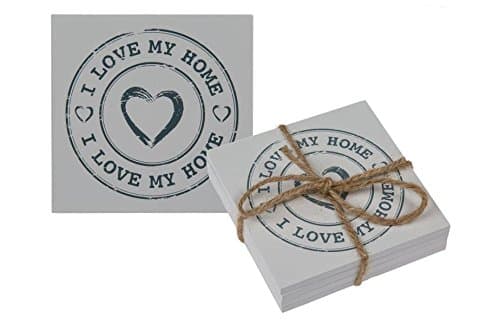 Original Cork-Backed Drinks Coaster Table Mat I Love My Home 10 cm Wooden Set of 8