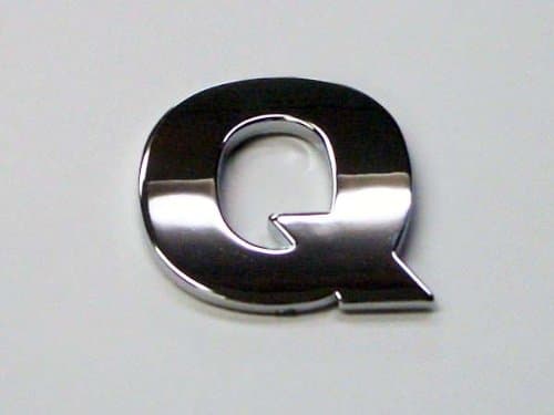 Chrome Look Letter Q Car Decal / Badge - Comes with Self Adhesive Back