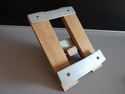 Lunes Wine Barrel Art Desk Top Easel : Tablet support, e Reader, Cookery Book Stand, Mobile Telephone Stand - Recycled French Wine Barrel Staves - Solid Oak - Prop it up!