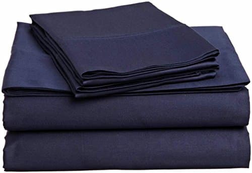 Crafts Linen 4 Piece Sheet Set- 100% Cotton 400 TC Fit Mattress Up To 6-Inch-Deep Pocket For RV- Trucks, campers, Airstream, Bus, Boat and motorhomes (RV Bunk 35"X79", Navy Blue Solid)