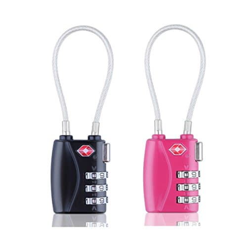 TSA Approved Luggage Locks 3 Digit Cable Combination Luggage Locks Theft Protection Durable Travel Baggage Lock Back Packs Lock Cabinet Lock Padlock and Suitcase Lock - 4 Pack Black/Red