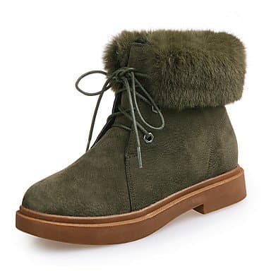 Gll&xuezi Women's Boots Combat Boots Fall Winter Nubuck leather Walking Shoes Casual Lace-up Chunky Heel Black Army Green 1in-1 3/4in , army green , us7.5 / eu38 / uk5.5 / cn38