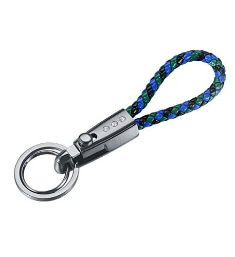 Vanlemn Multicolor Weave Genuine Leather Crocodile Strap Keyring Keychain Car Key Chain Ring Key Fob for Men and Women