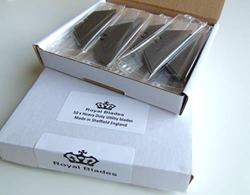 50 x Replacement Made in Sheffield Heavy Duty Trimming Blades Cutting / Scraper (50 boxed Blades Royal Blades)