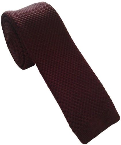Burgundy Silk Knitted Skinny Tie
