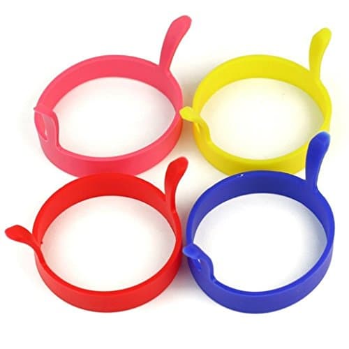 Lanwow Kitchen Cooking Silicone Pancake Egg Poach Ring Mould 4 Pcs