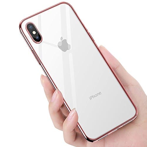KOROSTRO iPhone X Case, Cover iPhone X TPU Case Transparent Ultra Thin Shock Absorption Gel Case Liquid Crystal Silicone shockproof Anti-Scratch Bumper Case for iPhone X Protective Case - Rose Gold