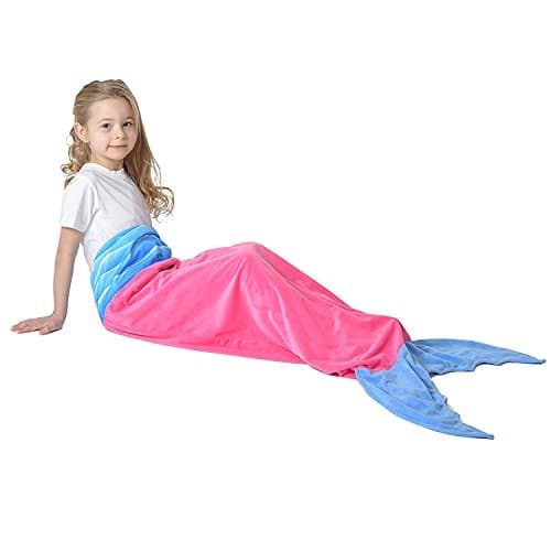Mermaid Tail Bed Blankets for 3-12 Years Kids Super Soft flannel fabric Handcraft Sleeping Bags for Sofa Bed Living Room or Camping Cute Mermaid Gift 52" x20.4" (pink)