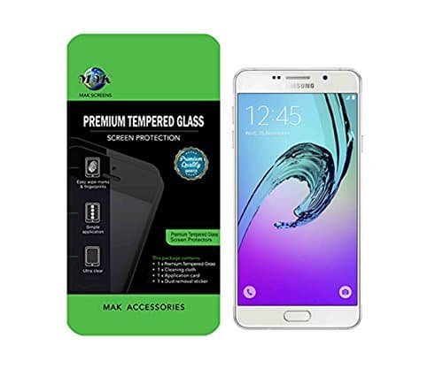 SAMSUNG A3 SCREEN PROTECTOR MAK-Premium Quality Tempered-Glass Screen Protector for New Samsung A3 2016 MODEL Ultra Thin Lightweight, Hardness up to 9H - Includes MAK Microfiber Cleaning Cloth and MAK Application Card (A3 2016 TEMPERED GLASS)