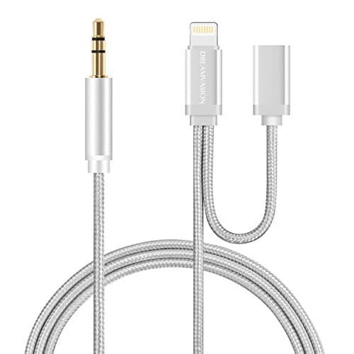 iPhone 7 Aux Cord, Dreamvasion iPhone 7 Plus Lightning to 3.5mm Audio Adapter and 8 Pin Charger Splitter with Extension Nylon Braided Trusted Car Stereo Aux Cable Supports on Latest iOS 10.3