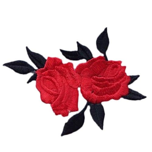 SevenMye 1 Piece Rose Flower Embroidery Iron On Applique Patch for Bags Jackets Trim
