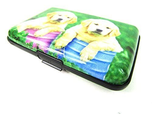 ALUMINIUM CREDIT CARD WALLET HOLDER RFID BLOCKING IN 4 PATTERNS (Puppies)