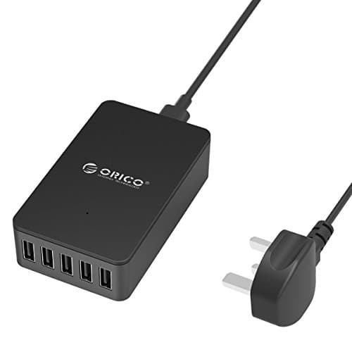 USB Charger Plug, ORICO 8 Amp USB Smartphone and Tablet Charger with 5 x 2.4A Fast Charging USB Ports for iPhone, iPad, Mobile Phones, Tablets and More - Black