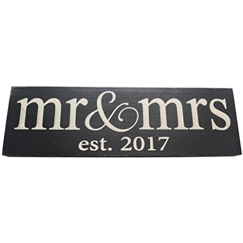 Mr. & Mrs. est 2017 Wood Sign (Black - Small - Lowercase)