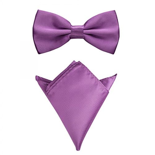 Rusty Bob - Fly with handkerchief in various colors (up to 48 cm neck circumference) - for confirmation, to suit, a tuxedo - a set of 2 - Amethyst