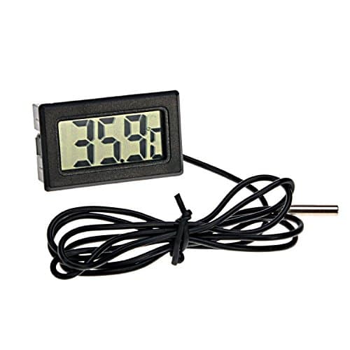 HzDirect Mini Digital LCD Display Indoor Temperature Meter Embedded Thermometer Temp Sensor with Probe Celsius for Fridges Freezers (Black)