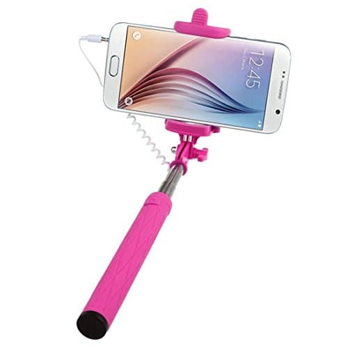 Mobile Phone Selfie Stick Mounting Pole, handlife Shutter Release Selfie Stick Pole Monopod Autoportrait Stick Adjustable Telescopic Pole with Adapter Monopod for Apple iPhone 6/6 Plus/5/4, iPod, Samsung Galaxy S5/S6/S4/S3/Note 4/3/2 and Most Other Smartphones pink