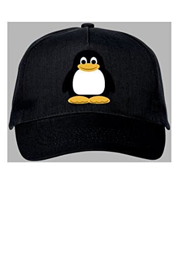Penguin Black 5 panel baseball cap. Adults. Adjust to fit.