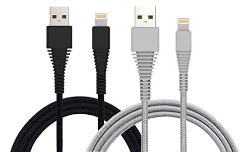 Rugged/Tough Nylon Braided Lightning Cable 1M (Tangle-Free) for iPhones, iPads, AirPods, iPods and More (Black) from JJN