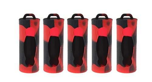 RAYEE Protective Silicone Case Cover for 26650 Batteries 5-Pack (Black Red)