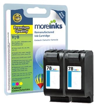 2 Moreinks Compatible Tri-Colour Printer Ink Cartridges to replace HP 78 - High Capacity