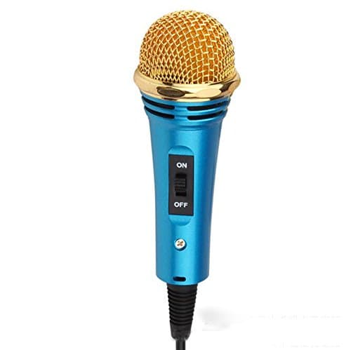 CCLOON Mini Light Wired Handheld Condenser Microphone MIC with a Portable Holder for Studio Broadcasting Home Studio Youtube Podcasting for Enabled Devices with 3.5mm Interface (Blue)