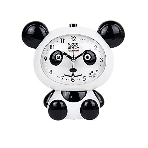 Heeyhai Bedroom Student LED Panda Alarm clock bedside clock mute children's watch mini cartoon night light music alarm clock smart lazy wake up clock/digital night light/furniture decoration/17*17cm
