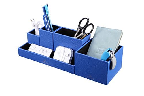 Vpack DIY Desk Organisers Box - Pen Holder Pencil Cup - Desktop Gadget Stationery Storage Box, Assembled Office Supplies Desk Stationary Organiser (Mazarine Blue)