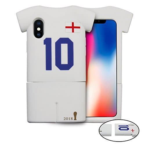 iPhone X Case, Kula Football Shirt Designed Shockproof Protection Case, Anti-Scratch Soft Silicone Case Cover Protection for iPhone X - England