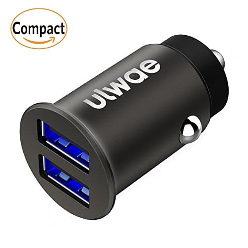 Ulwae USB Car Charger Compact Alloy 4.8A/24W High Power Dual Port Car Adapter for iPhone Samsung Huawei HTC and More